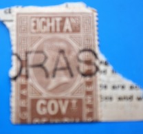 GOVERNEMENT OF INDIA Tax Stamp Service Ex English Colony Cancellation Stamp Of The Consul-Timbre Fiscal Consulat Service - 1854 Compañia Británica De Las Indias