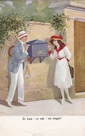 AK Er Kam - Er Sah - Er Siegte - Junges Paar Am Briefkasten - Post - Ca. 1920 (47775) - Poste & Facteurs