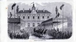 Arras, Réception  De L'Empereur Et De L'Impératrice - Gravure Sur Bois De 1853 - Stiche & Gravuren