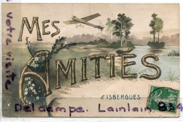 - Mes Amitiés D' ISBERGUES - ( P. - De C. ), Peu Courante, écrite En 1913, Craquelures, BE, Scans. - Isbergues