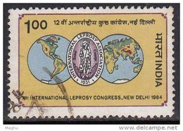 India Used 1984, Leprosy Congress, Health, Disease, Logo & Hemispheres,   (image Sample) - Used Stamps