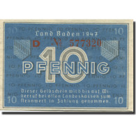 Billet, Allemagne, Baden, 10 Pfennig, 1947, KM:S1002a, SPL - Sonstige & Ohne Zuordnung