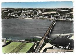 CPSM COLORISEE EN AVION AU DESSUS DE... MAUVES, VUE AERIENNE SUR LE PONT SUR LA LOIRE ET VUE GENERALE, LOIRE ATLANTIQUE - Mauves-sur-Loire