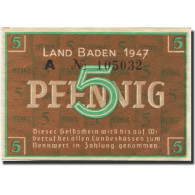 Billet, Allemagne, Baden, 5 Pfennig, 1947, KM:S1001a, SPL - Other & Unclassified