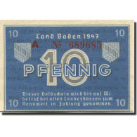 Billet, Allemagne, Baden, 10 Pfennig, 1947, KM:S1002a, SPL - Sonstige & Ohne Zuordnung