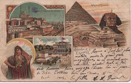 SOUVENIR EGYPTE  SPHINX ET PYRAMIDES  CARTE DE 1899   VOIR LES SCANS - Sphinx