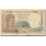 France, 50 Francs, Cérès, 1939, 1939-12-07, TTB, Fayette:18.35, KM:85b - 50 F 1934-1940 ''Cérès''