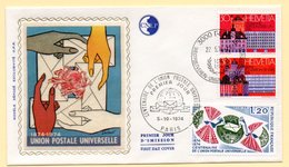 Pli 1er Jour Union Postale Universelle 1974 + Oblitération Suisse Sur Timbres UPU Lausanne Et Berne 22/05/74 - UPU (Wereldpostunie)