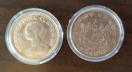 Thailand Coin 1962 1 Baht National Arms Y84 +clear Holder - Thaïlande