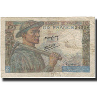 France, 10 Francs, Mineur, 1944-06-22, B+, Fayette:8.12, KM:99e - 10 F 1941-1949 ''Mineur''