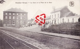 FONTAINE-L’ÉVÊQUE - La Gare Et La Place De La Gare - Carte Animée - Fontaine-l'Evêque