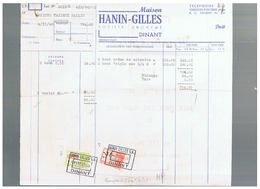 JM06.03 /  VIEUX -PAPIERS / DINANT S/MEUSE / FACTURE MAISON HANIN-GILLES + TIMBRES FISCAUX / 1948 - Alimentaire