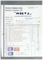 JM06.03 /  VIEUX -PAPIERS  / FACTURE - MERCERIE / " MERVA " Vers MAISON ISCHEN - BIOUL/  + TIMBRES FISCAUX / 1947 - Textile & Vestimentaire