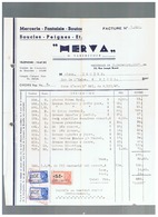 JM06.03 /  VIEUX -PAPIERS  / FACTURE - MERCERIE / " MERVA " Vers MAISON ISCHEN - BIOUL/  + TIMBRES FISCAUX / 1947 - Kleidung & Textil