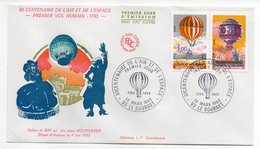 1983--FDC--Bicentenaire De L'air Et De L'espace-Ballon-Départ D'Annonay-07..(2 Val)....cachet LE BOURGET - 93 ..à Saisir - 1980-1989