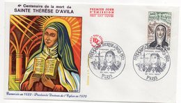 1982--FDC--SAINTE THERESE D'AVILA--(religion)--4° Centenaire De Sa Mort.... Cachet  PARIS-75......à Saisir - 1980-1989