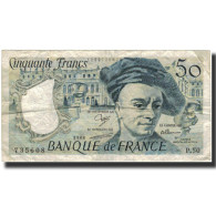 France, 50 Francs, Quentin De La Tour, 1988, B+, Fayette:67.14, KM:152d - 50 F 1976-1992 ''quentin De La Tour''