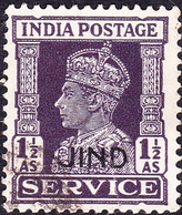 INDIA JIND 1942 KGVI 1.5a Dull Violet 'Service' SGO78 FU - Jhind