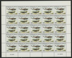 DJIBOUTI POSTE AERIENNE N° 131 MNH ** COTE 137,50 € FEUILLE De 25 EX. AVION PLANE POTEZ SPITFIRE. TB/VG - Airplanes