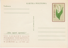 Poland 1967 -  Pharmaceutical Congress: Lily Of The Valley (plant) - Postal Stationery Card Value 40gr - Toxic Plants