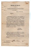 VP16.954 - MILITARIA - Guerre 1870 / 71 - Mairie De MEAUX 1870 - Lettre De Mr Le Maire Relative à La Garde Nationale - Dokumente