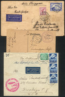GERMANY: Feldpost Card + 2 Airmail Covers To Brazil And USA, Posted Between 1915 And 1936, All With Some Defect, Interes - Autres & Non Classés