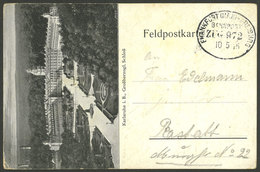 GERMANY: Feldpost Card Used On 19/MAY/1915, Illustrated With View Of Castle And Railway Cancel, Very Nice! - Autres & Non Classés