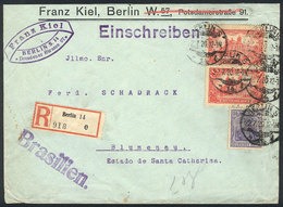 GERMANY: Registered Cover Sent From Berlin To Brazil On 22/JUL/1920 Franked With 2.20Mk., VF Quality! - Autres & Non Classés