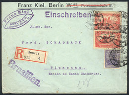 GERMANY: Registered Cover Sent From Berlin To Brazil On 22/JUL/1920 Franked With 2.20Mk., VF Quality! - Sonstige & Ohne Zuordnung