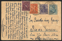 GERMANY: Uprated Postal Card (total Postage 3.50Mk., INFLA Postage) Sent From Georgsmarien-Hütte To Brazil On 24/AU/1922 - Altri & Non Classificati