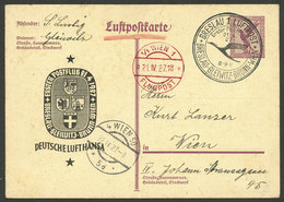 GERMANY: 21/AP/1927 Breslau - Wien, First Airmail, Card Of VF Quality With Special Marks, Very Nice! - Sonstige & Ohne Zuordnung