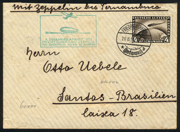 GERMANY: Cover Sent Via ZEPPELIN From Friedrichshafen To Santos (Brazil) On 29/AU/1932, Franked By Sc.C37, With Special  - Otros & Sin Clasificación