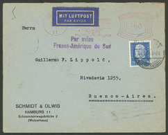 GERMANY: MIXED POSTAGE: Airmail Cover Sent From Hamburg To Argentina On 21/JA/1932 By Air France With Meter Mark 1.60Mk. - Otros & Sin Clasificación