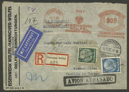 GERMANY: 15/JUL/1933 Hannover - Argentina, Registered Airmail Cover Sent By Air France (Marseille Transit Backstamp 17/J - Autres & Non Classés