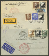 GERMANY: 3 Airmail Covers Sent To Argentina By DLH With Interesting Marks And Postages, A Couple With Transit Marks Of F - Other & Unclassified