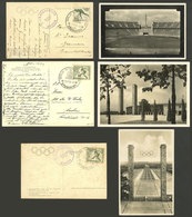 GERMANY: BERLIN OLYMPIC GAMES: 3 Postcards Of AU/1936 With Special Postage And Cancels, Very Nice! - Otros & Sin Clasificación