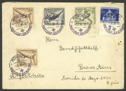 GERMANY: 1/AU/1936 München - Argentina, Cover With Nice Multicolor Postage And Nazi Cancels, Interesting! - Altri & Non Classificati