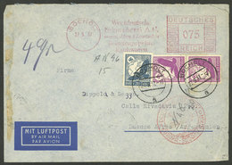 GERMANY: MIXED POSTAGE: Airmail Cover Sent From Bocholt To Argentina On 27/SE/1937 By DLH With Meter Mark 75Pg. + Postag - Otros & Sin Clasificación