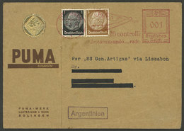 GERMANY: 5/MAR/1938 Solingen - Argentina, Cover With MIXED POSTAGE: Meter (1Pg.) With Advertising For Puma Razors + Post - Otros & Sin Clasificación