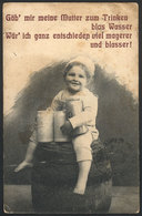 GERMANY: Little Girl Sitting On A BEER Barrel, With Printed Advertising On Back For "städtisches Schützenhaus", Sent Fro - Autres & Non Classés