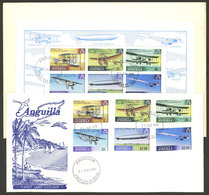 ANGUILLA: 1979 Issue Topic Aviation, Set Of 6 Values And Souvenir Sheet On 2 FDC Covers - Anguilla (1968-...)