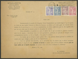 ARGENTINA: GJ.529/532, 1921 Pan-American Postal Congress, Set Of 4 Values On A Circular Of The Issue (franking Validity, - Andere & Zonder Classificatie