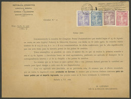 ARGENTINA: GJ.529/532, 1921 Pan-American Postal Congress, Set Of 4 Values On A Circular Of The Issue (franking Validity, - Other & Unclassified