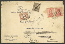 ARGENTINA: POSTAGE OF 3 COUNTRIES: Cover Sent On 23/FE/1916 From Buenos Aires To Paris, Where It Received 10 Cents Franc - Voorfilatelie