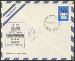 ARGENTINA: 1/NO/1973 Río Gallegos - Aeroparque (Buenos Aires), "Cruz Del Sur" First Flight By Aerolíneas Argentinas, Cov - Prephilately