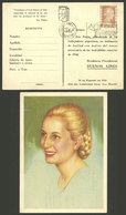 ARGENTINA: PERONISM: Card With View Of Evita And Interesting Text Printed On Back, To Be Sent By Sympathizers Of Peronis - Argentine