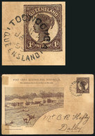 AUSTRALIA: Queensland 1p. Postal Card, Illustrated ("A Western Station") With Good View Of Cows And Horses, Sent From TO - Otros & Sin Clasificación