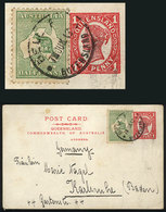AUSTRALIA: Queensland 1p. Postal Card + ½p. Australia (kangaroo), Sent Form Bell To Germany On 7/JUN/1913, VF And Intere - Otros & Sin Clasificación