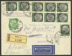 AUSTRIA: 5/JA/1939 Graz - Argentina, Registered Airmail Cover Franked With German Stamps (total 4.55Mk.), Arrival Backst - Otros & Sin Clasificación