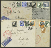 AUSTRIA: 4 Airmail Covers Sent From Wien To Uruguay In 1939, All Franked With German Stamps, Small Faults, Interesting G - Altri & Non Classificati